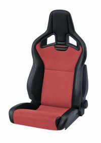 Recaro Cross Sportster CS Kunstleder schwarz / Dinamica rot Fahrerseite mit ABE und Sitzheizung
